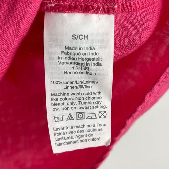 J. Crew Short Sleeve Popover 100% linen Dark Pink Chest Pocket Women's Small - Picture 6 of 9
